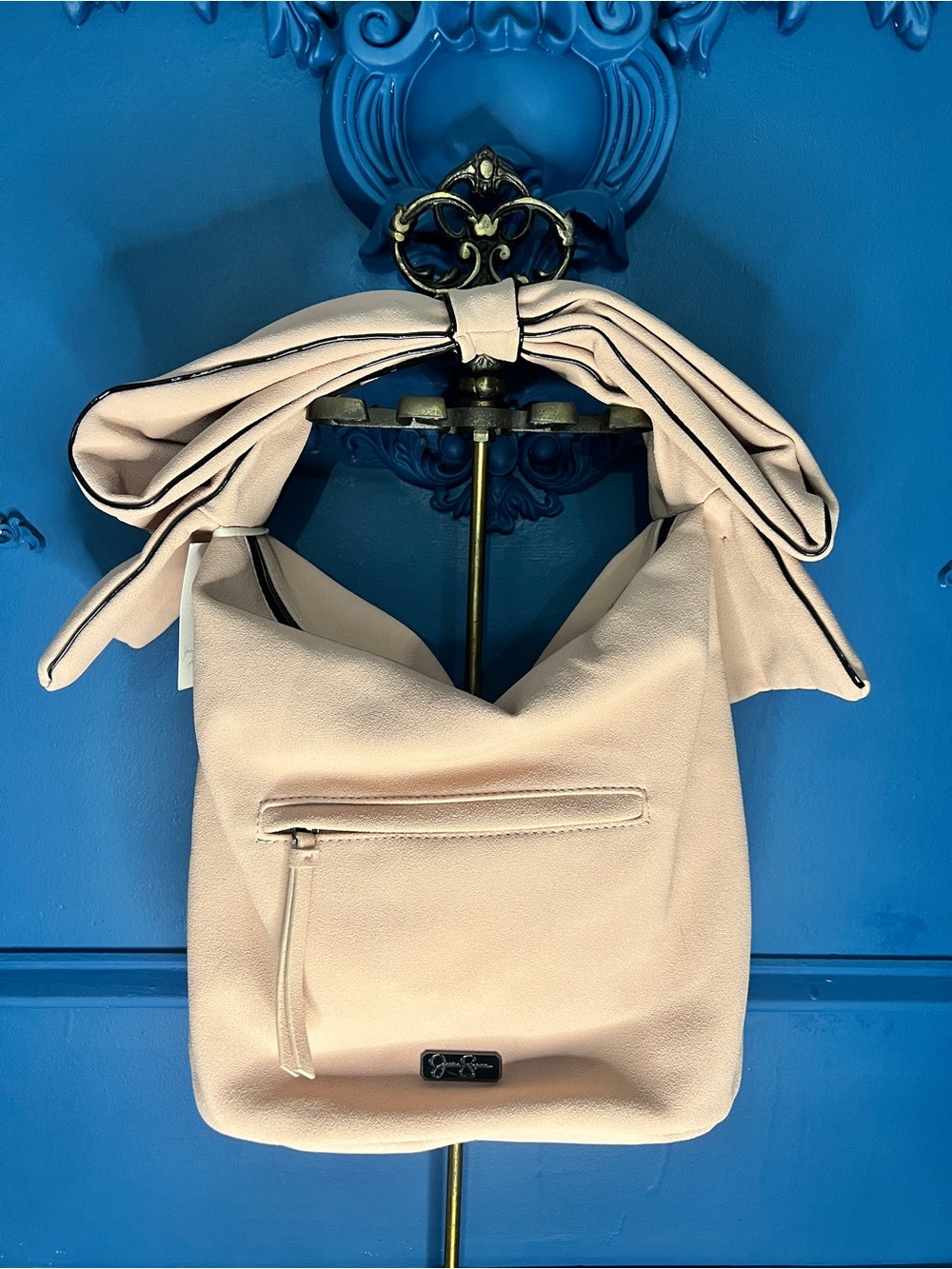 Jessika Simpson Bow-Accent Pale Pink Shoulder Bag